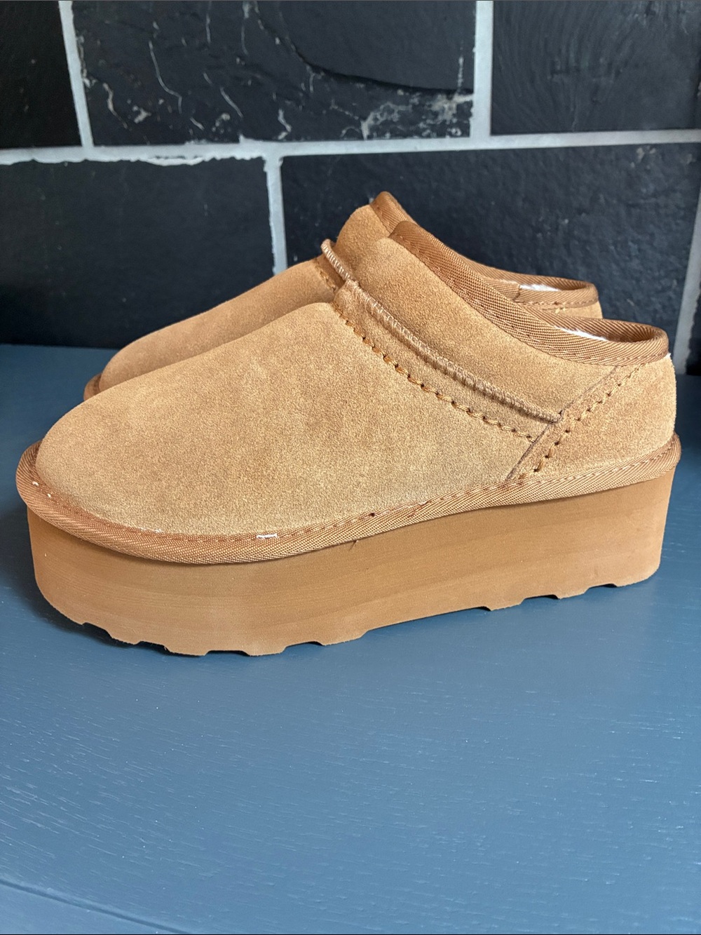 CUSHIONAIRE Women's Huggy Genuine Suede Cozy Mule Platform +Memory Foam